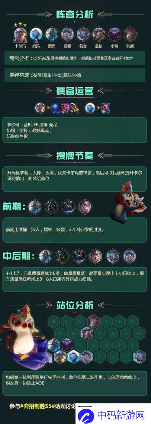 云顶之弈S5卡尔玛最强阵容搭配与核心装备选择攻略