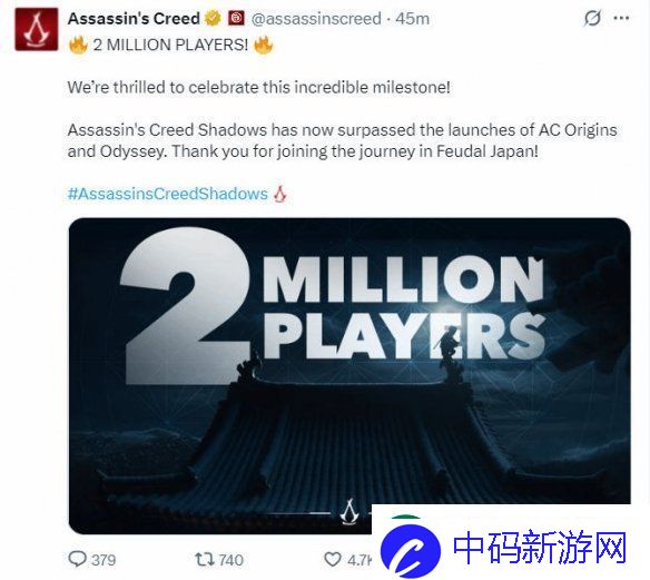 刺客信条：影首周成绩亮眼-玩家超200万还畅销